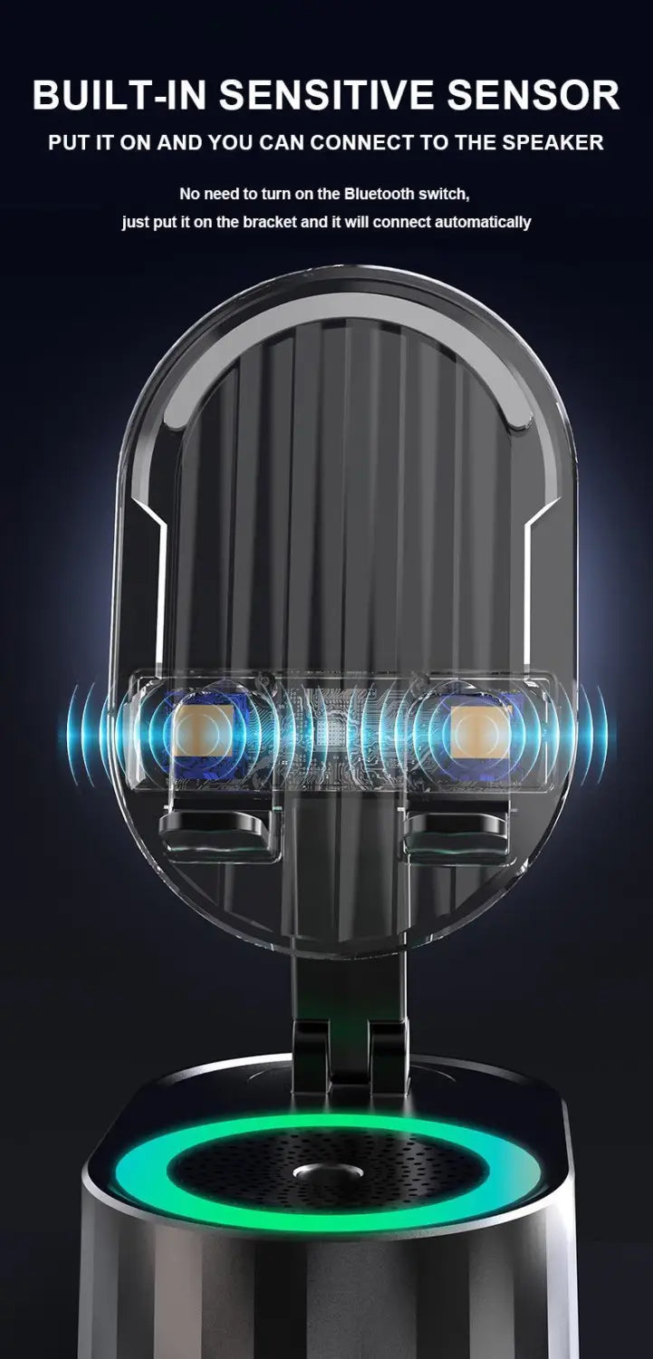 Handy-Ständer mit drahtlosem Bluetooth-Lautsprecher, Induktions-Lautsprecher HD-Surround-Sound für zu Hause und draußen, kompatibel